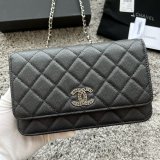 High AAA+ Replica AP3839 Black Small Flap Wallet Fashion Bag