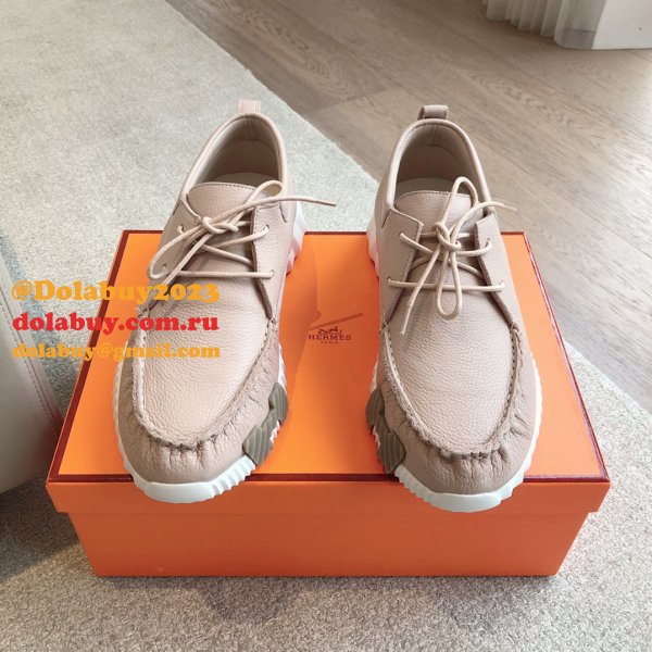 Top Quality hermes men Bouncing leather sneaker