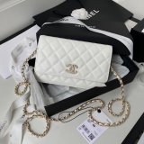 Designer Replica UK AP2734 Flap Glass Pearls Lambskin Bag