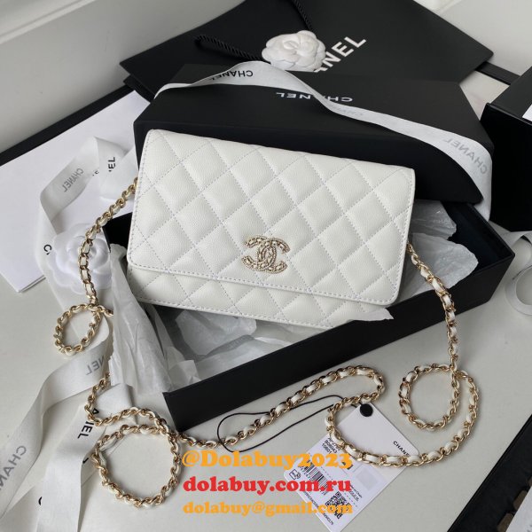 Designer Replica UK AP2734 Flap Glass Pearls Lambskin Bag