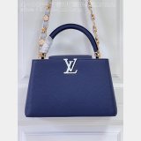 Louis Vuitton M48865 Dark Blue Light Flower Chain Capucines Replica Handbag