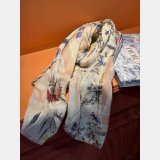 Luxury Dior Sun Goddess Silver Silk Scarf