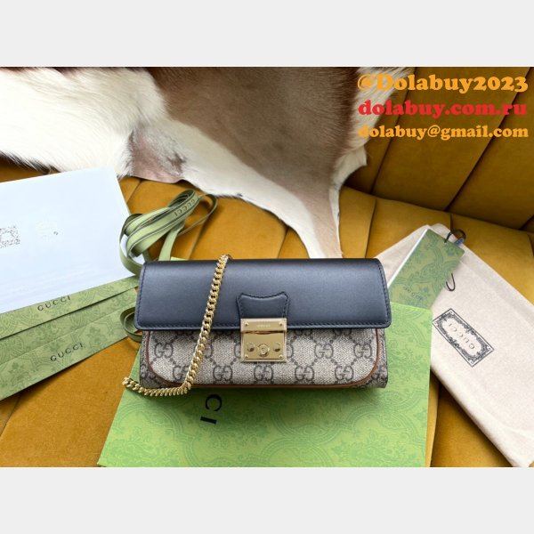 Buy Best Gucci Replica 658226 Padlock 2021 New Black/White Handbag