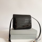 Cheap balenciaga shoulder black crocodile embossed box bag