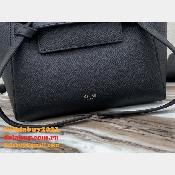 Replica Celine Leather Nano Belt Bag in Black