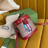 High Quality 647801 Doraemon x Gucci mini bucket red leather bag