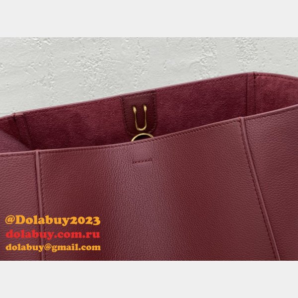 Women's Sangle bucket Replica Celine bag Wine red grained calfskin