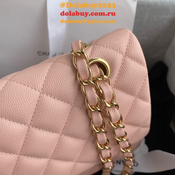 CC Best 25.5CM Classic Flap Bag Caviar Leather A01112 Pink