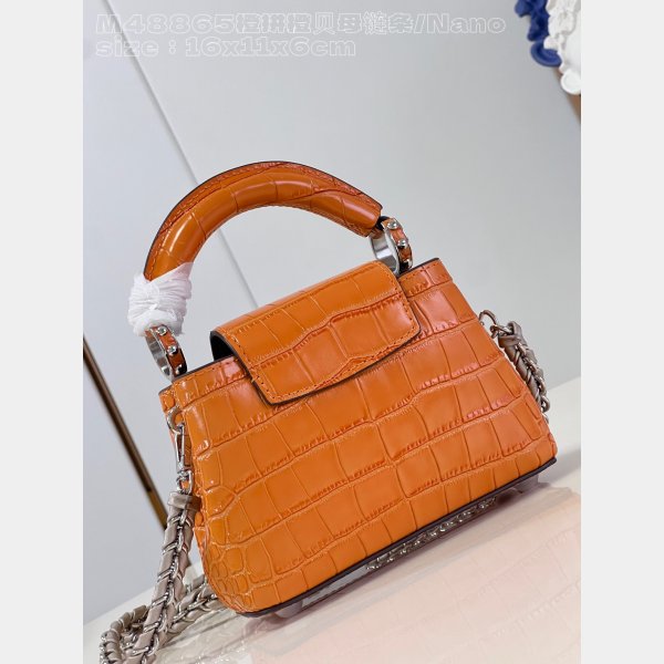 The Best Quality Capucines Louis Vuitton M48865 Orange Chain Fake Bag