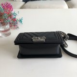 Luxury CC V Le Boy Replica 7 Star Black Bags lambskin 20cm