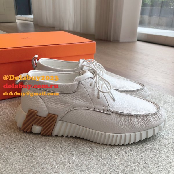 Top Quality hermes men Bouncing leather sneaker