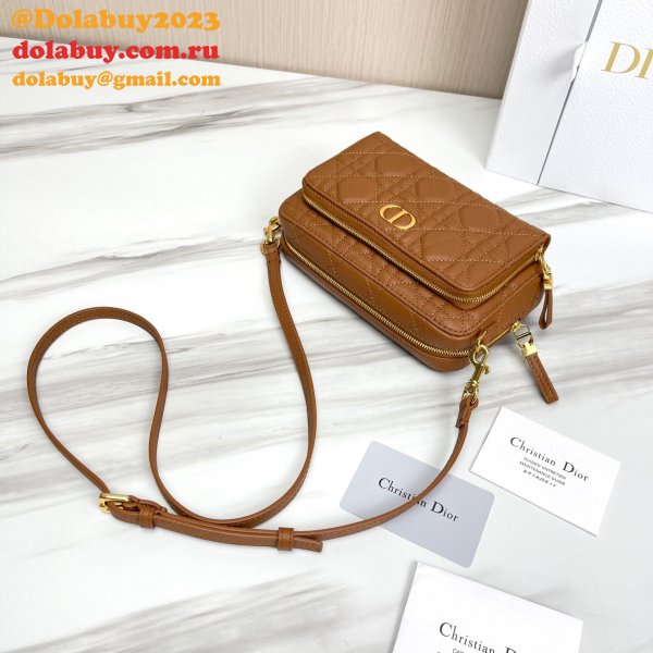 High Quality Dior Caro Bag Brown Supple Cannage Calfskin